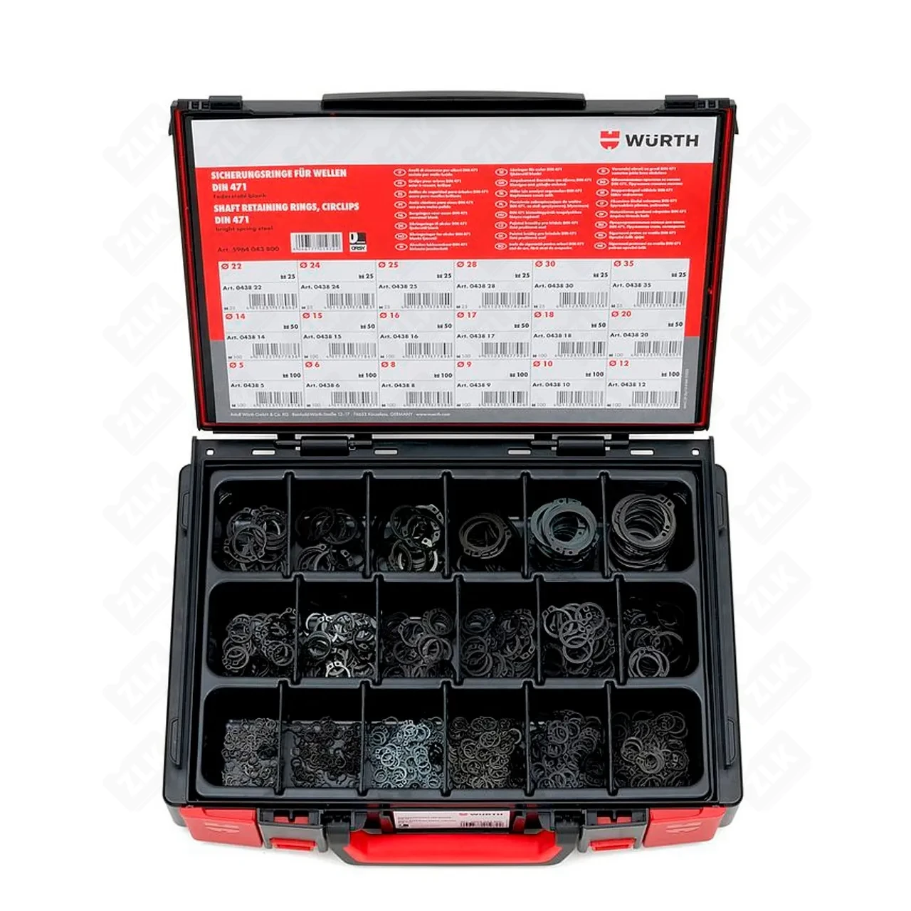 Стоп.пруж.кольцо,для вала, ассорт. КОЛЬЦО-СТОП.DIN471-1050шт SYSTEMKOFFER