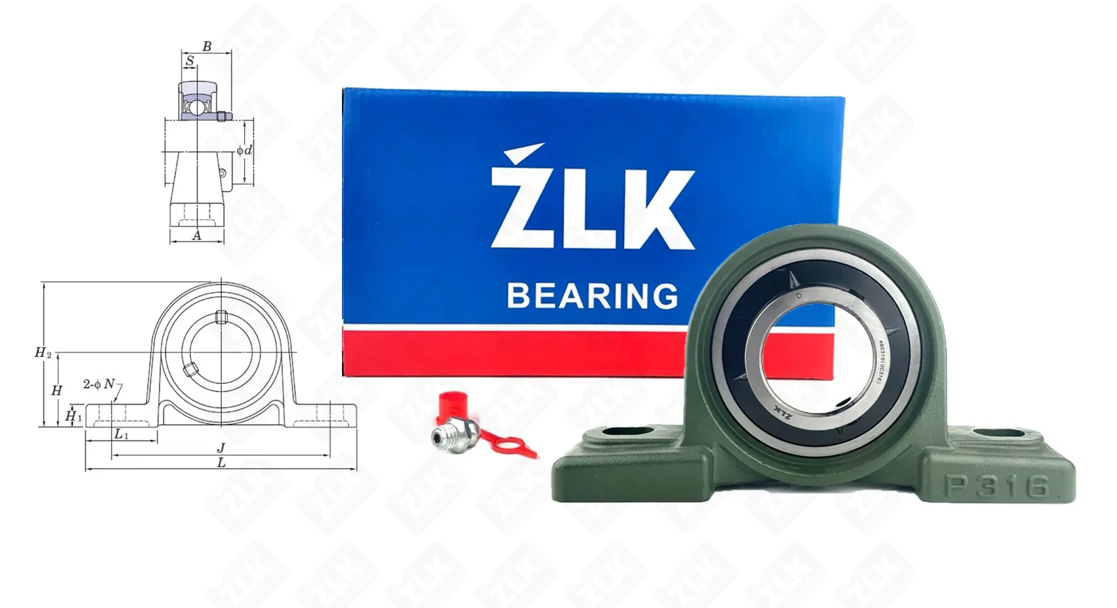 Подшипник корпусный 480316UCP (UCP316) 80×209×400 мм ZLK