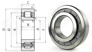 Подшипник 42207 КМ (NJ207) радиальный роликовый 35-72-17 мм