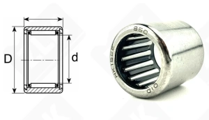 Подшипник HK1522 радиальный игольчатый 15-21-22 мм