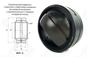 Подшипник ШСП60 (GE60ES2RS) шарнирный 60-90-34/44 мм