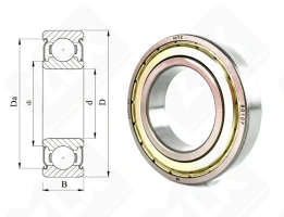 Подшипник 80107 (6007ZZ) радиальный шариковый 35-62-14 мм