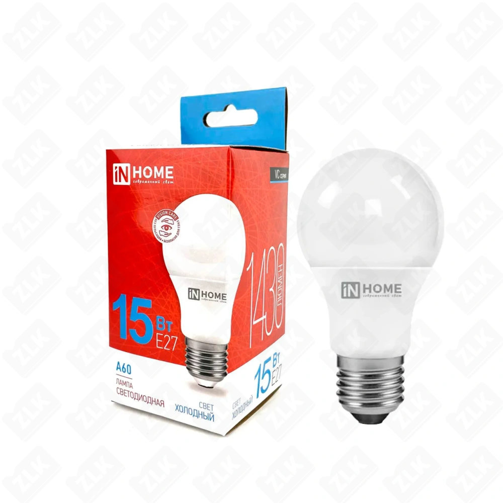 Лампа светодиодная LED-A60-VC 15Вт грушевидная 6500К холод. бел. E27 230В IN HOME
