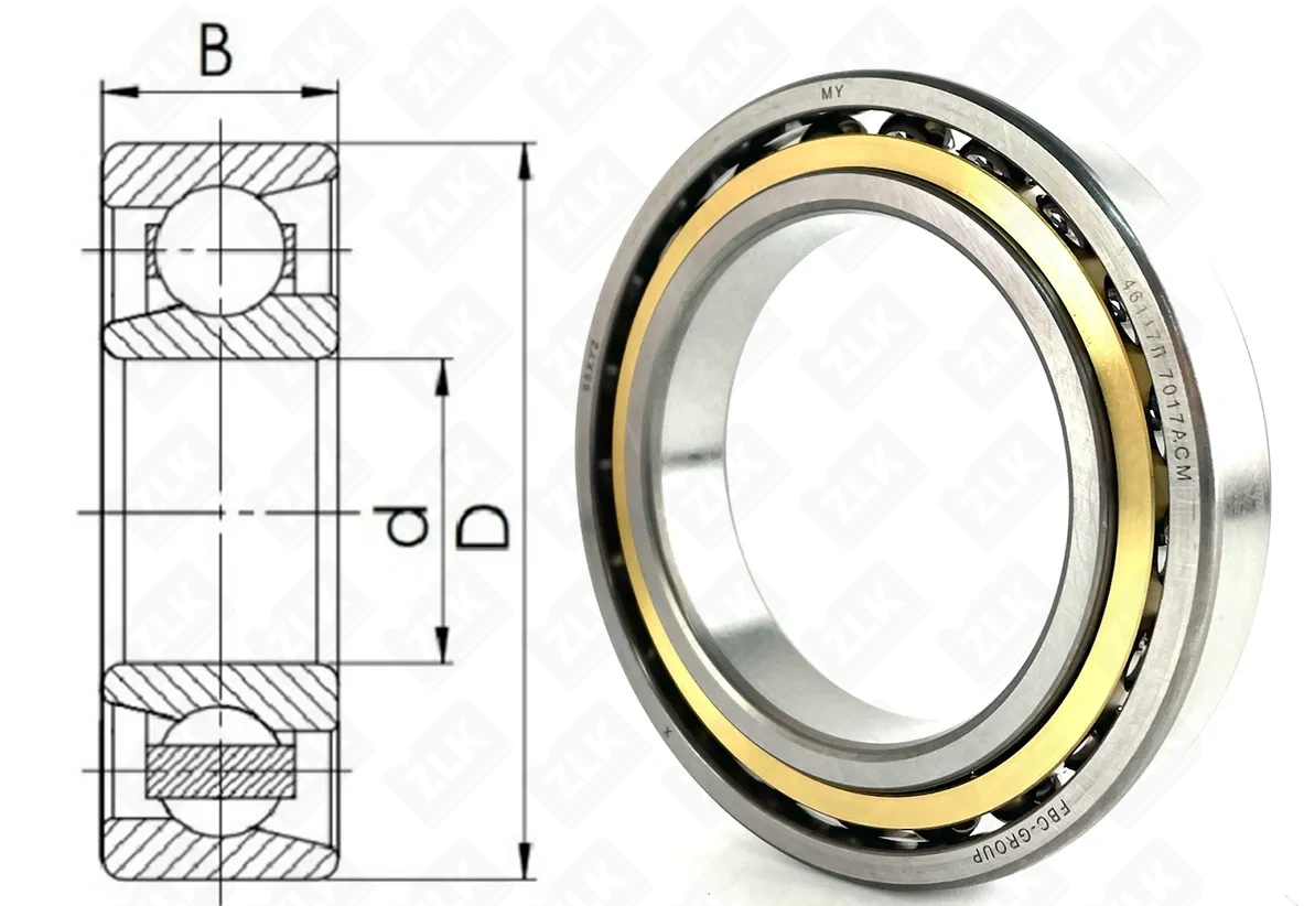 Подшипник шариковый 46117 Л (7017 ACM) 85×130×22 мм FBC