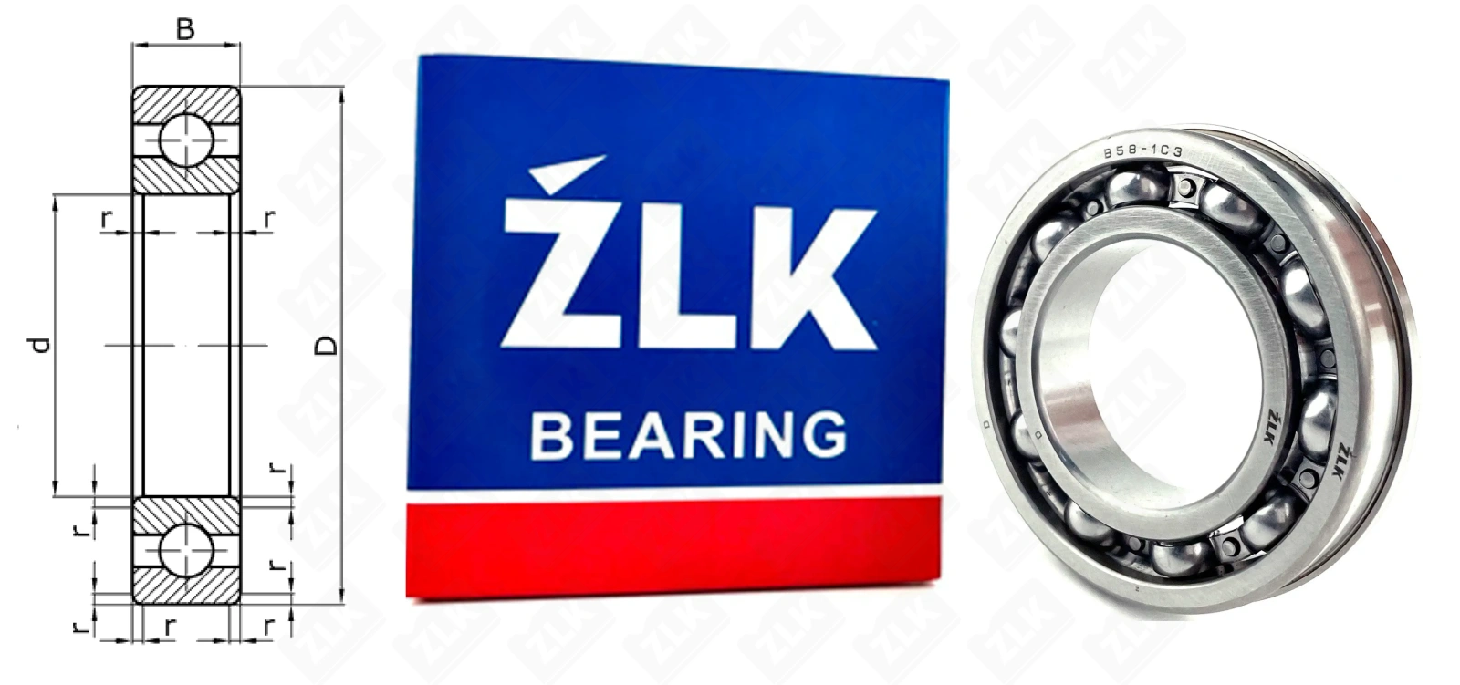 Подшипник шариковый  (B58-1C3) 58×104×21 мм ZLK
