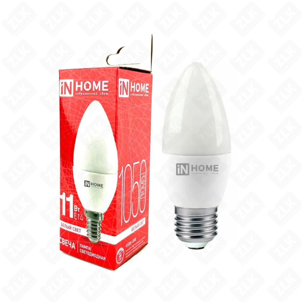 Лампа светодиодная LED-СВЕЧА-VC 11Вт свеча 4000К нейтр. бел. E14 230В IN HOME