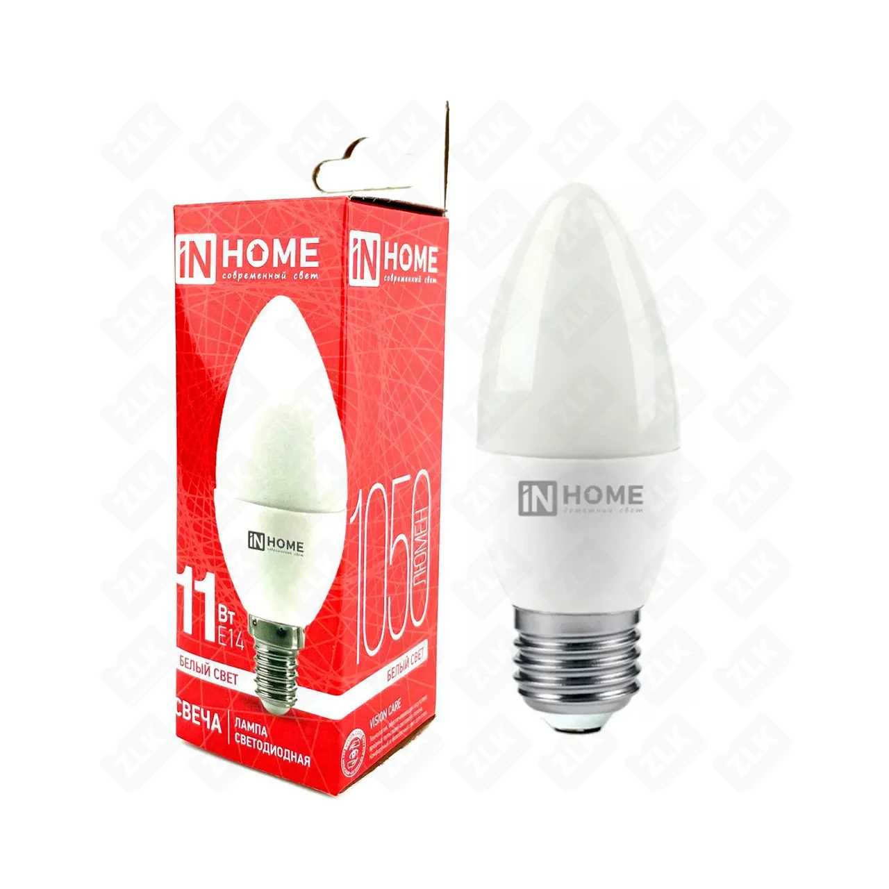 Лампа светодиодная LED-СВЕЧА-VC 11Вт свеча 4000К нейтр. бел. E14 230В IN HOME