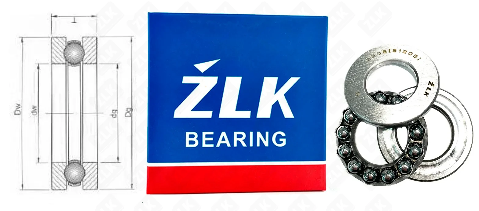 Подшипник шариковый 8205 (51205) 25×47×15 мм ZLK