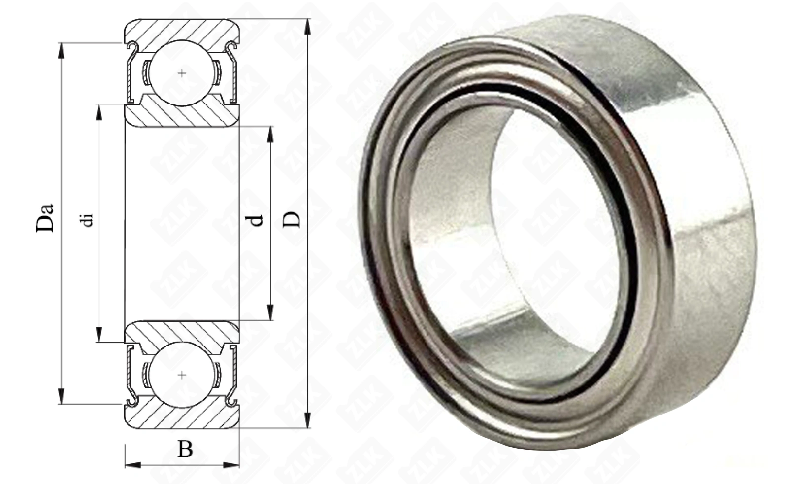 Подшипник шариковый  (R168ZZ) 6.35×9.525×3.175 мм OID