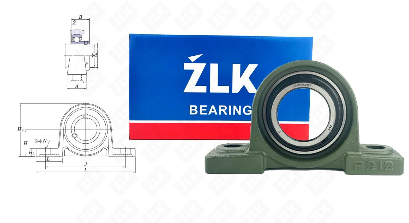 Подшипник корпусный 480212UCP (UCP212) 60×138×241 мм ZLK