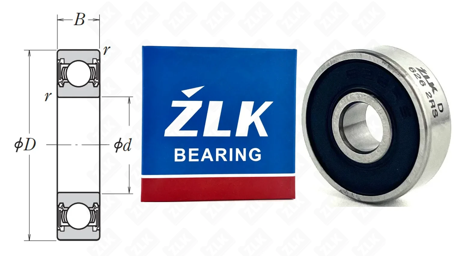 Подшипник шариковый 180026 (626-2RS) 6×19×6 мм ZLK