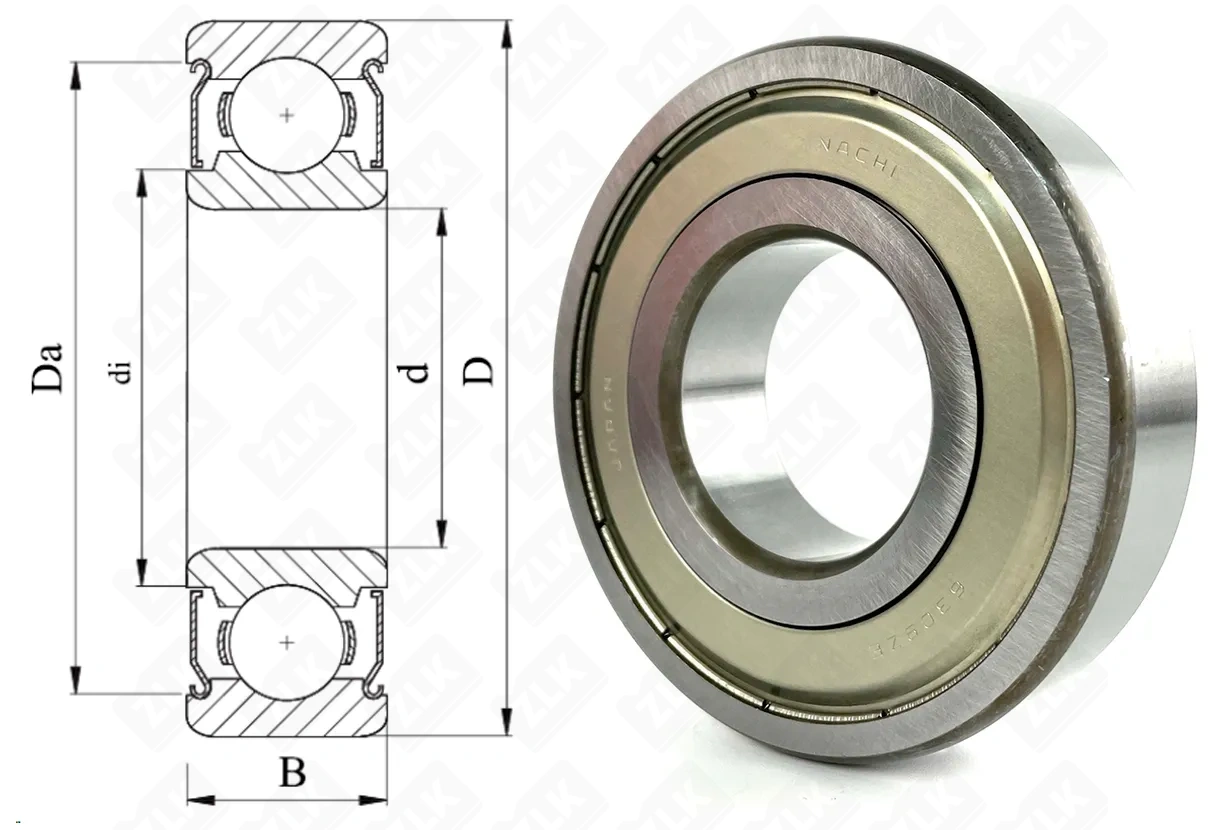 Подшипник шариковый 80309 (6309ZZE) 45×100×25 мм NACHI