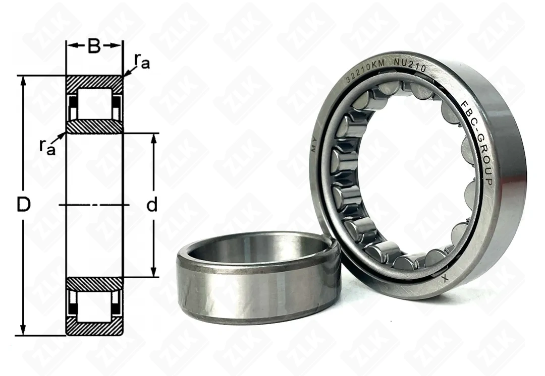 Подшипник роликовый 32210 КМ (NU210) 50×90×20 мм FBC