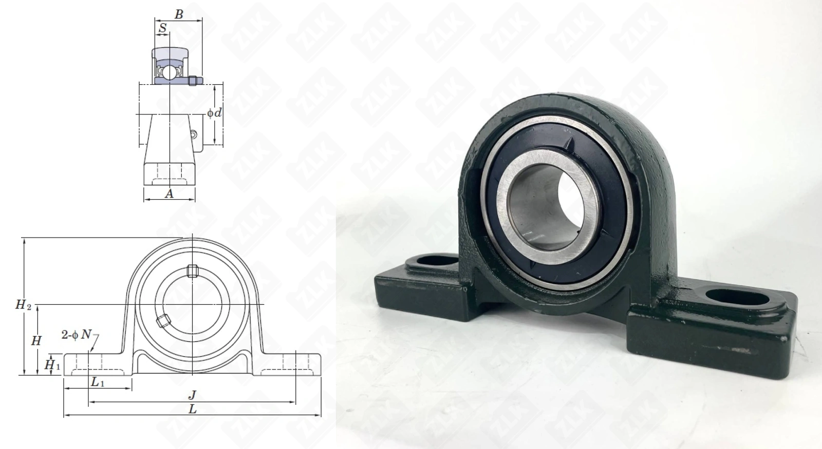 Подшипник корпусный 480309UCP (UCP309) 45×128×245 мм ИПК