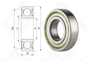 Подшипник 1000900 ZZ (61900ZZ,6900ZZ) радиальный шариковый 10-22-6 мм