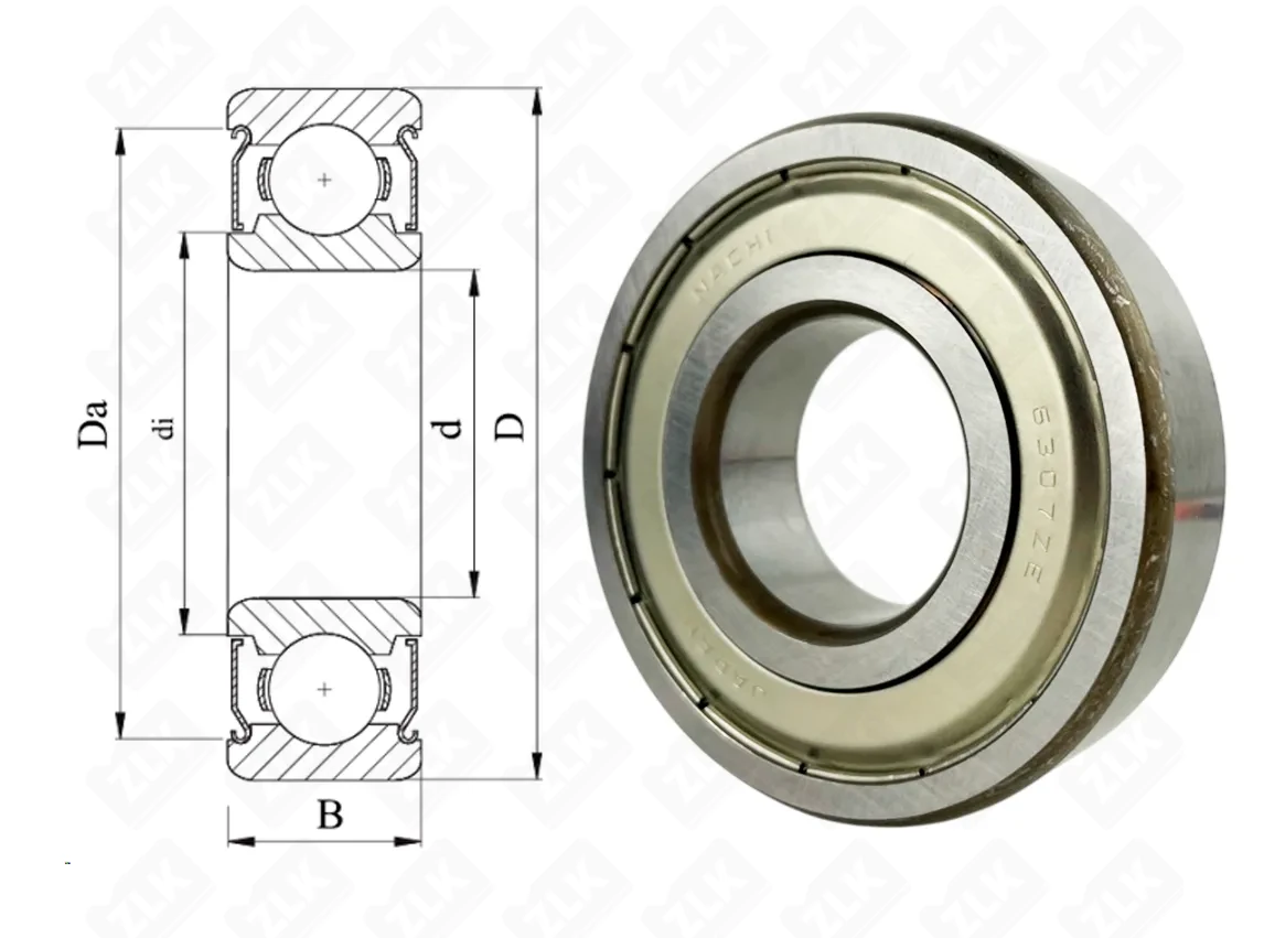 Подшипник шариковый 80307 (6307ZZE) 35×80×21 мм NACHI