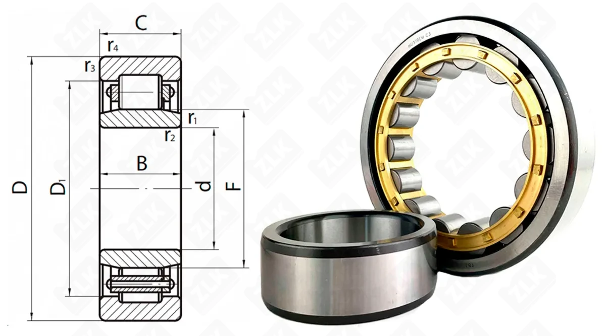 Подшипник роликовый 32319Л (NU319EMC3) 95×200×45 мм FBJ