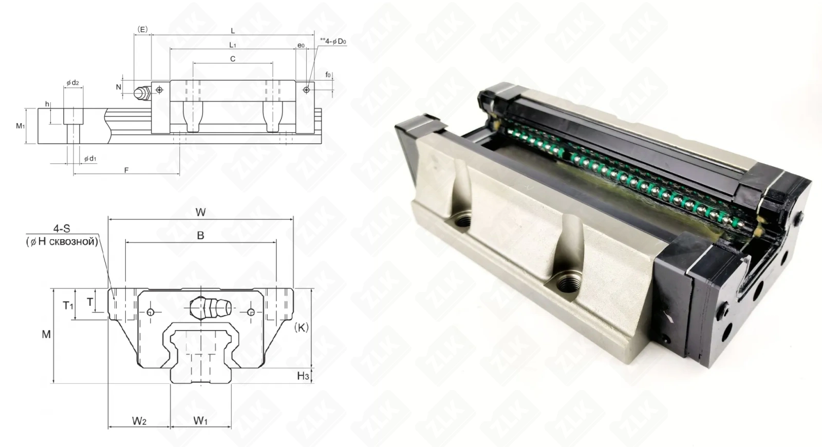 Каретка линейная SHS65LC2QZ ×× мм ZLK