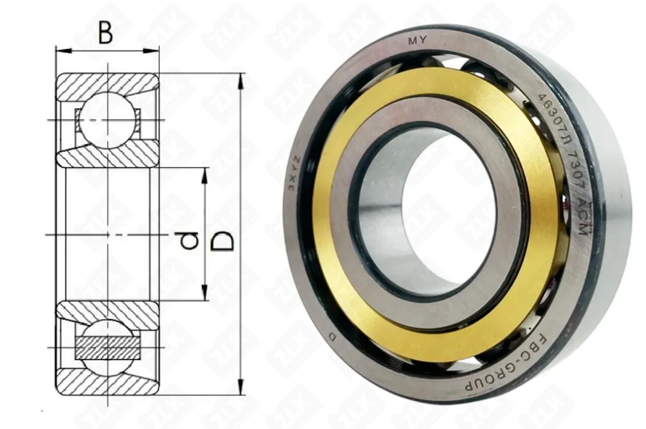 Подшипник шариковый 46307 Л (7307ACM) 35×80×21 мм FBC