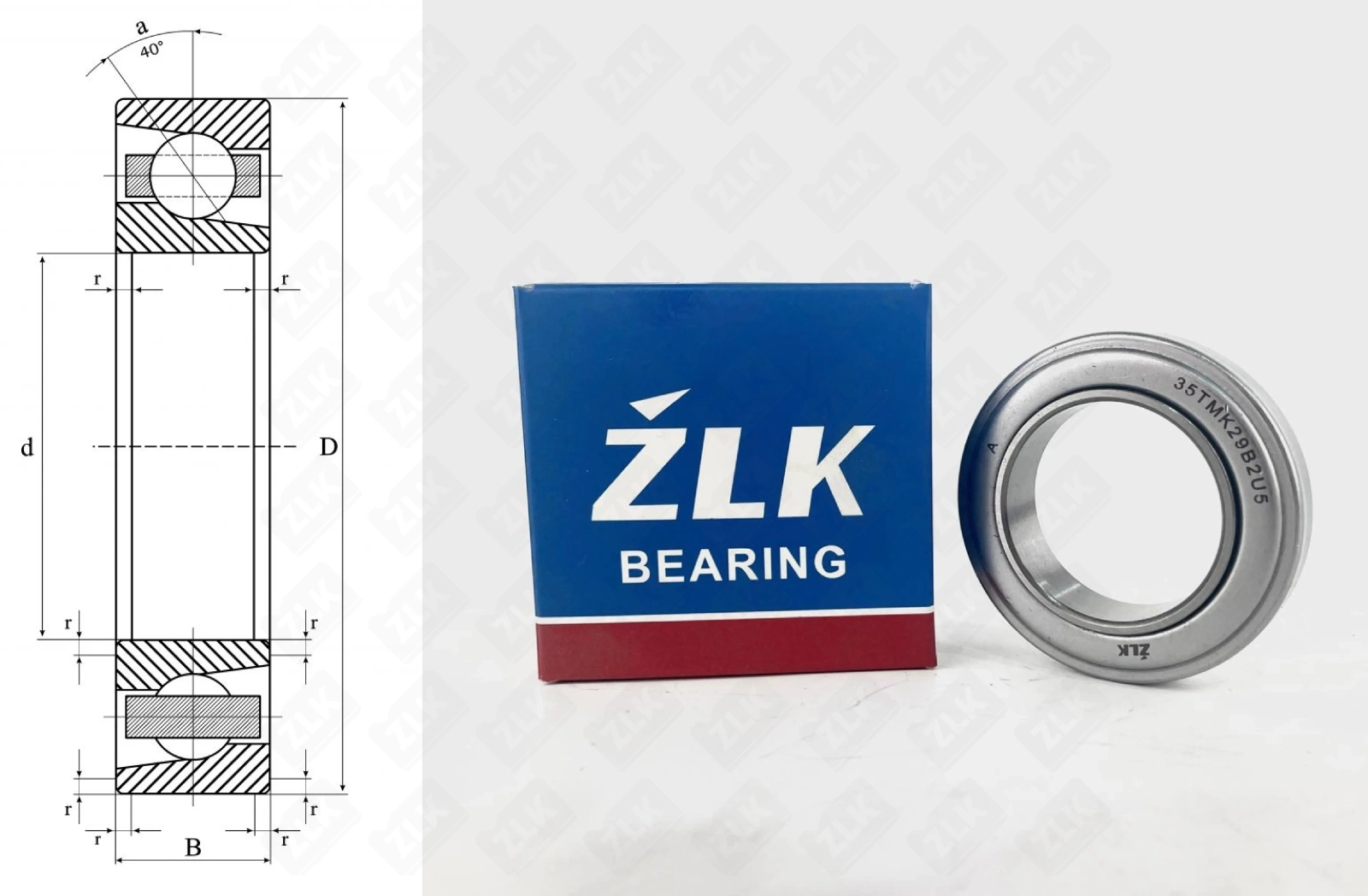 Подшипник шариковый  (35TMK29B2U5) 35×57×14 мм ZLK
