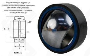 Подшипник ШСП45 (GE45TE2RS) шарнирный 45-68-32/25 мм