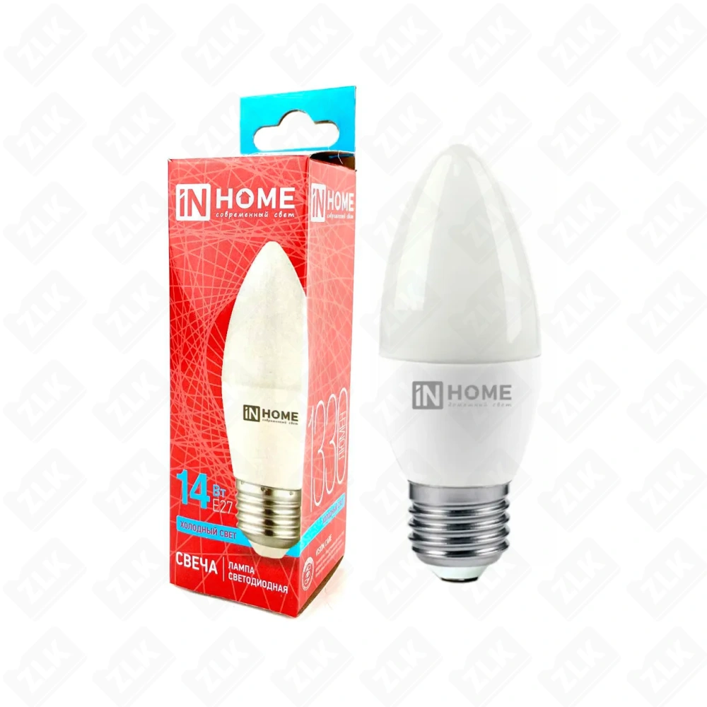 Лампа светодиодная LED-СВЕЧА-VC 14Вт E27 6500К IN HOME