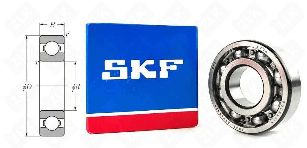 Подшипник шариковый 204 (6204) 20×47×14 мм SKF оригинал