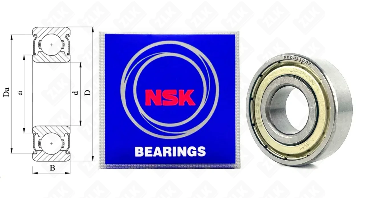 Подшипник шариковый 80203 (6203 ZZC3) 17×40×12 мм NSK оригинал