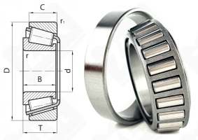 Подшипник 2007808 (LM300849/LM300811) радиально-упорный роликовый конический 40,988-67,975-17,5 мм