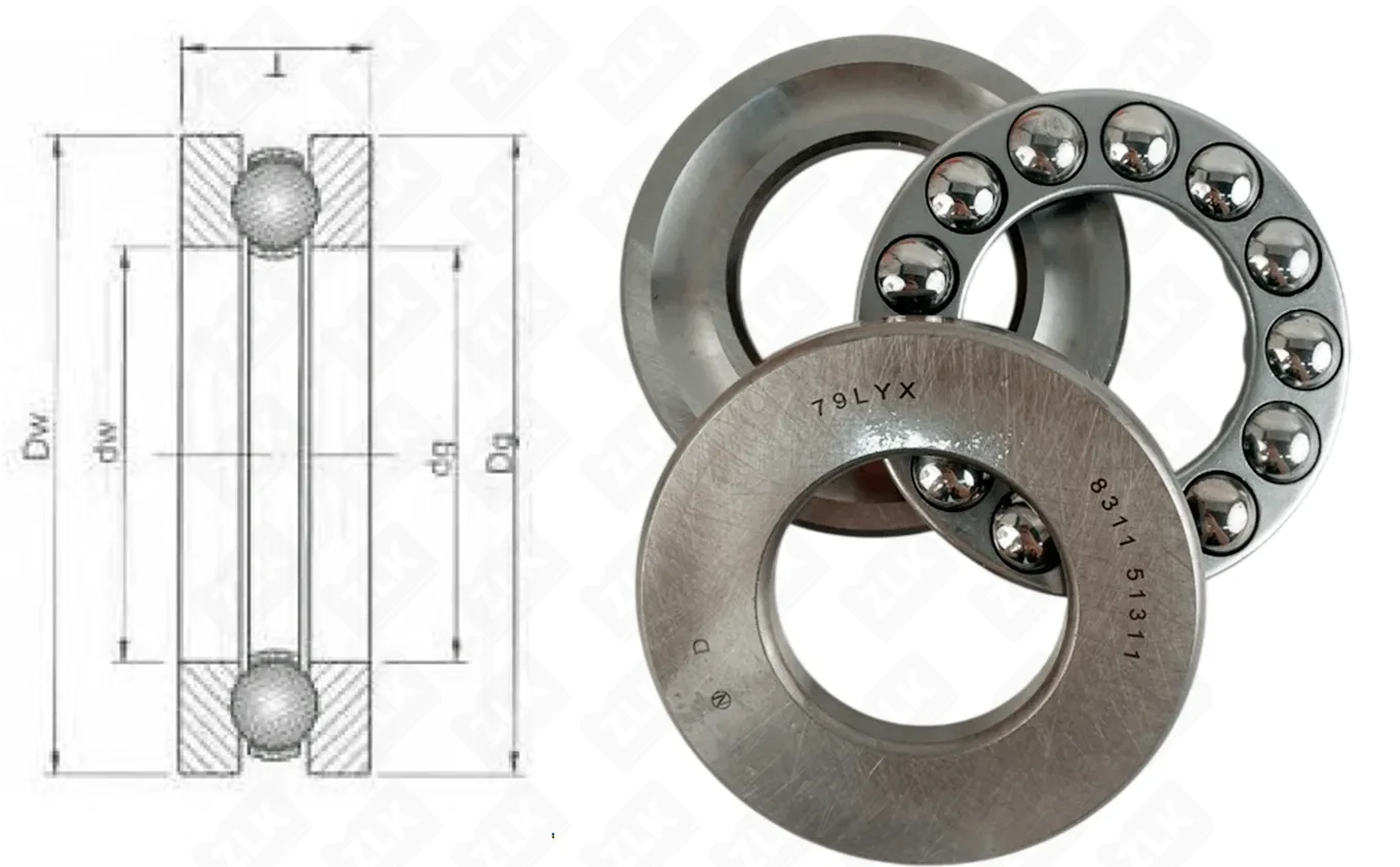 Подшипник шариковый 8311 (51311) 55×105×35 мм NTL