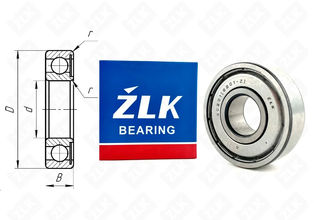 Подшипник шариковый 60201 (6201 Z) 12×32×10 мм ZLK
