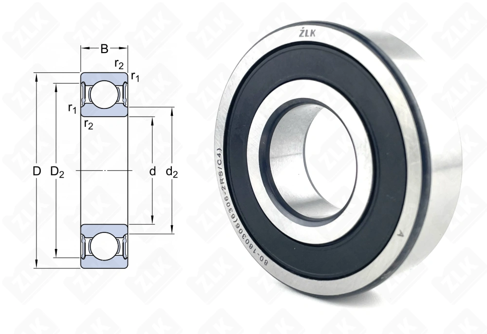 Подшипник 180306 (80) (63062RSC4) радиальный шариковый 30-72-19 мм