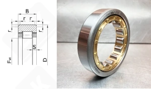 Подшипник 292208 (RNU208-3) радиальный роликовый 36-80-18 мм