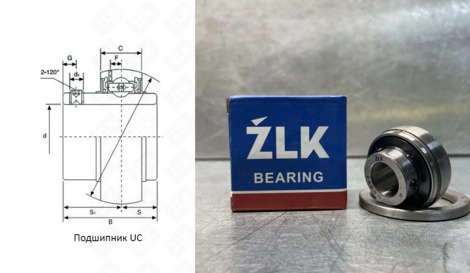 Подшипник шариковый 480202UC (UC202) 15×40×31 мм ZLK