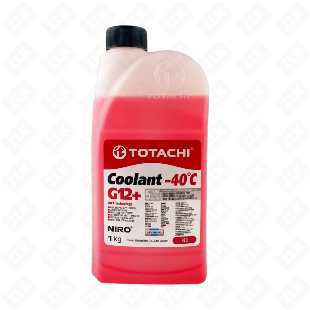 Антифриз 1кг красный TOTACHI NIRO COOLANT G12+ -40°C ASTM D3306, GB 29743-2013 (LEC-II)