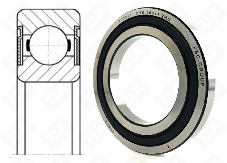 Подшипник шариковый 7000111 2RS (16011-2RS) 55×90×11 мм FBC