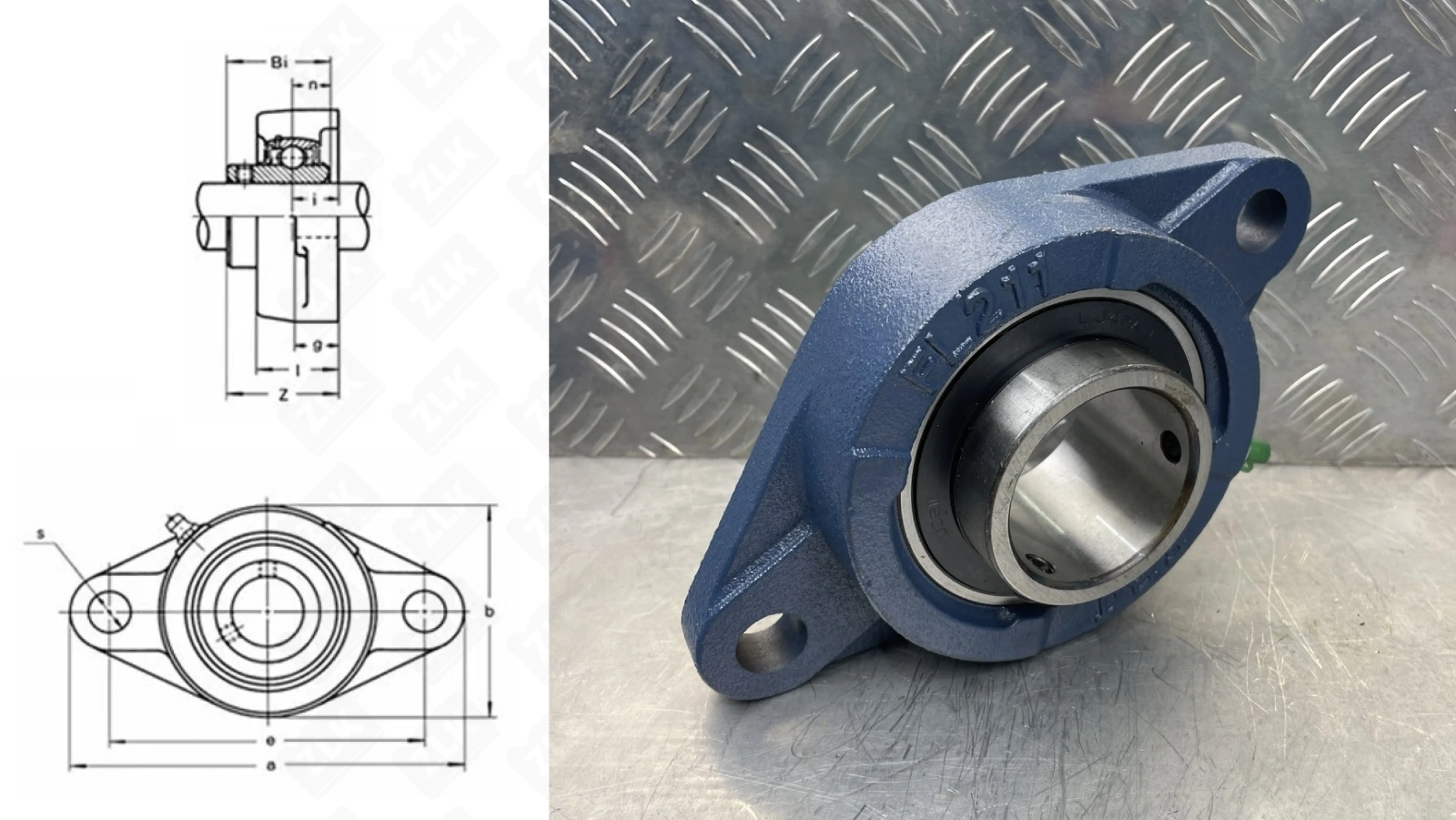 Подшипник корпусный 480211UCFL (UCFL211) 55×224×58 мм FBJ