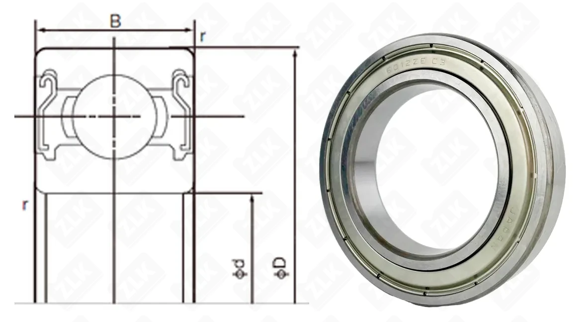 Подшипник шариковый 80112 (6012ZZEC3) 60×95×18 мм Nachi оригинал