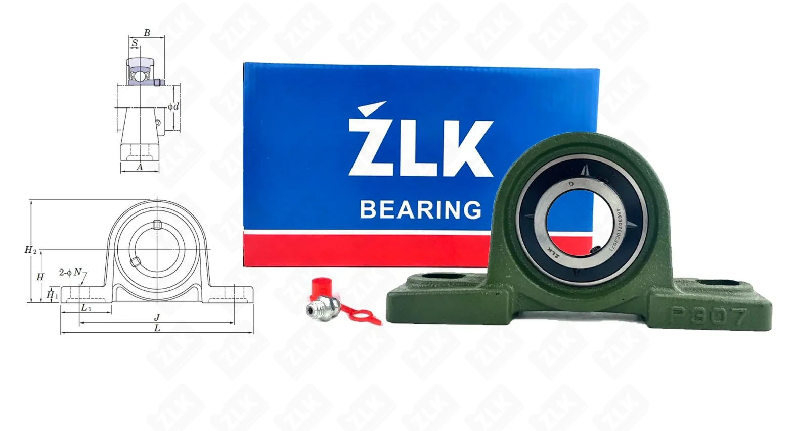 Подшипник корпусный 480307UCP (UCP307) 35×105×210 мм ZLK