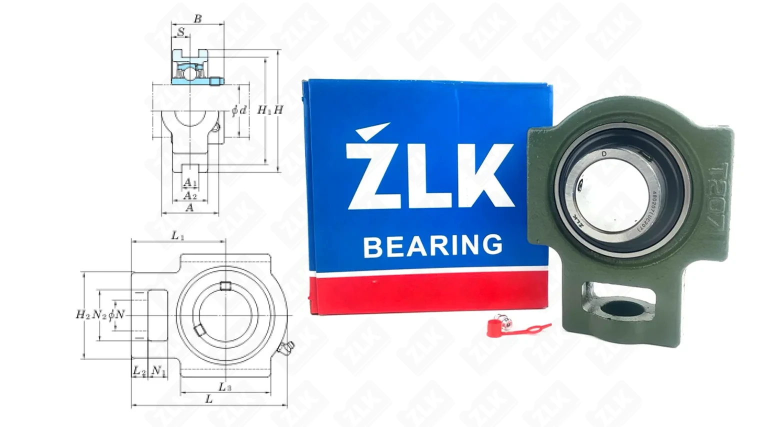 Подшипник корпусный 480207UCT (UCT207) 35×129×102 мм ZLK
