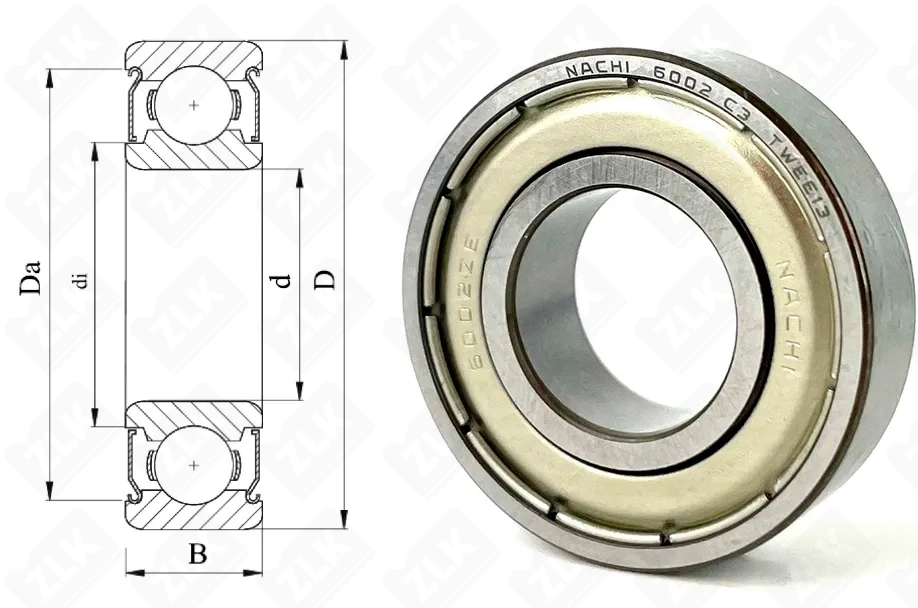 Подшипник шариковый 80102 (6002ZZC3) 15×32×9 мм Nachi оригинал
