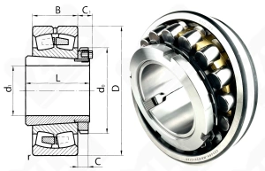 Подшипник 13525 Н (22228KMBW33+H3128,22228ACKW33+H3128) радиальный роликовый самоустанавливающийся 125-250-68/97 мм