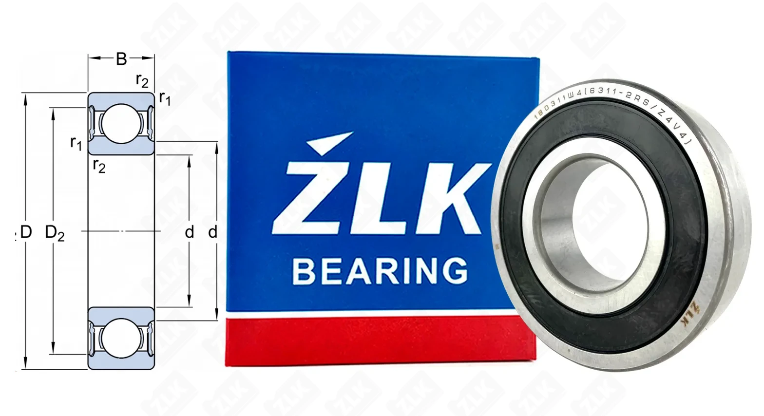Подшипник шариковый 180311 Ш4 (63112RSZ4V4) 55×120×29 мм ZLK