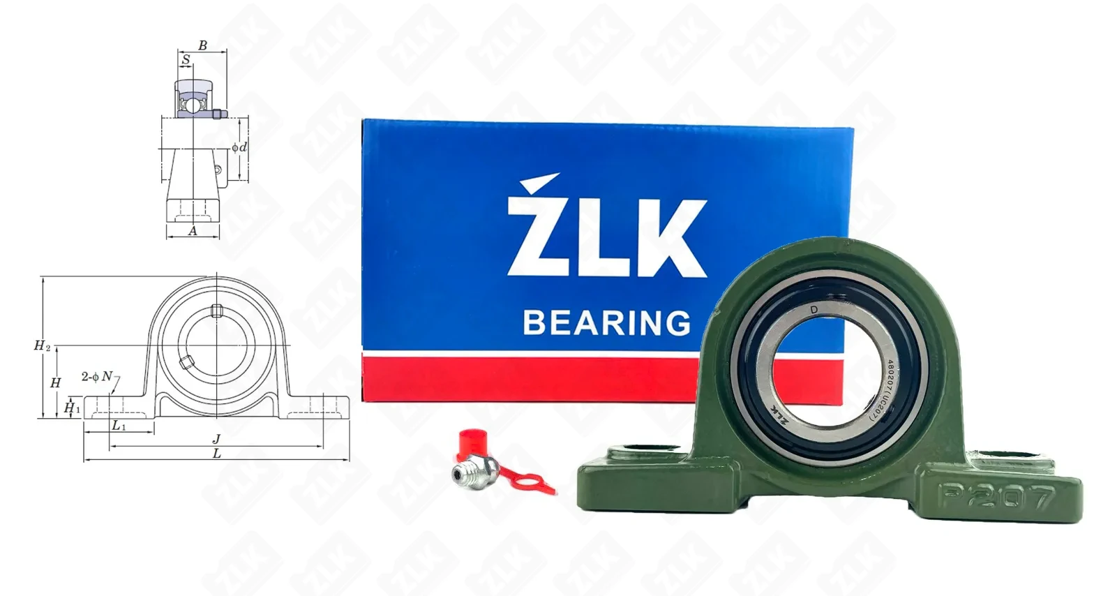 Подшипник корпусный 480207UCP (UCP207) 35×94×167 мм ZLK