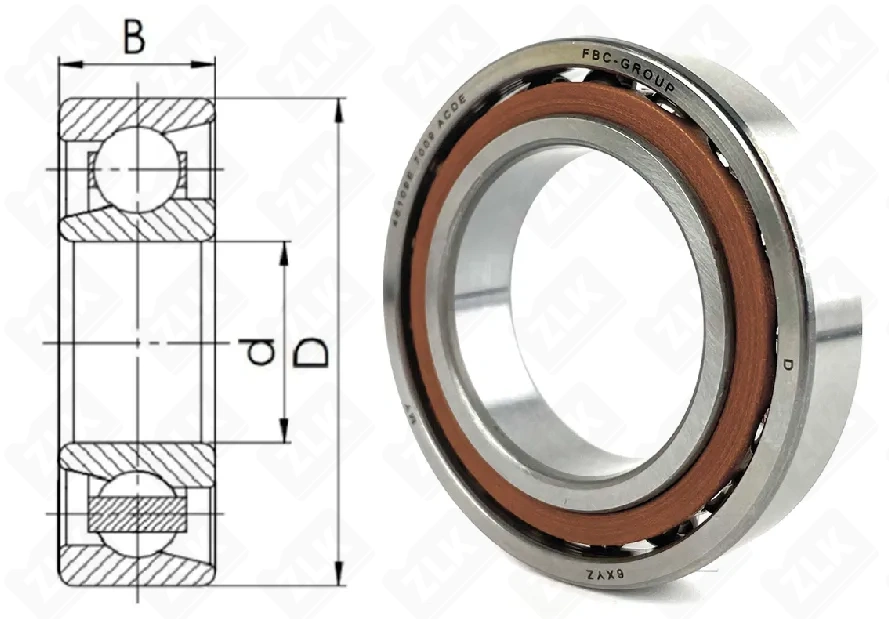 Подшипник шариковый 46109Е (7009ACTVP) 45×75×16 мм FBC