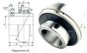 Подшипник 480309UC (UC309) шариковый 45-100-57 мм