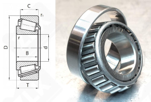 Подшипник 2007405 (L44643/L44610) радиально-упорный роликовый конический 25,4-50,292-14,224 мм