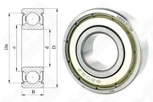 Подшипник 80202 (6202ZZ) радиальный шариковый 15-35-11 мм