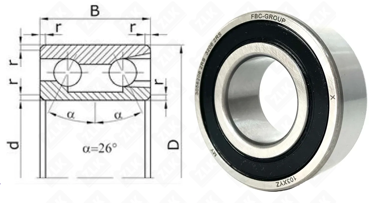 Подшипник шариковый 3056206 (5206,3206) 30×62×23.8 мм Россия