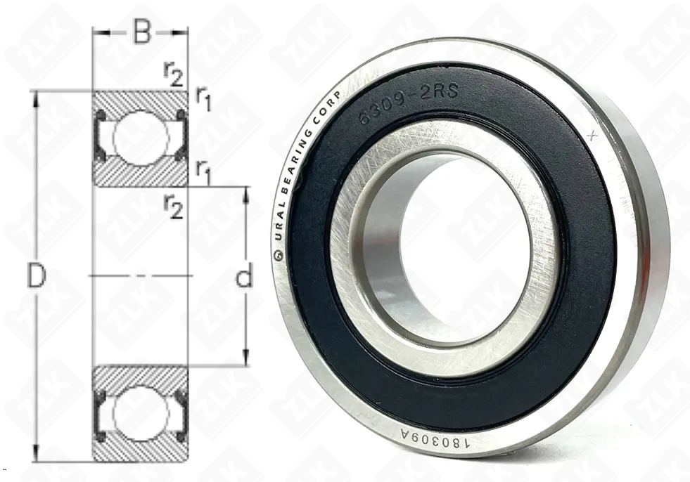 Подшипник шариковый 180309 (63092RS) 45×100×25 мм UBC